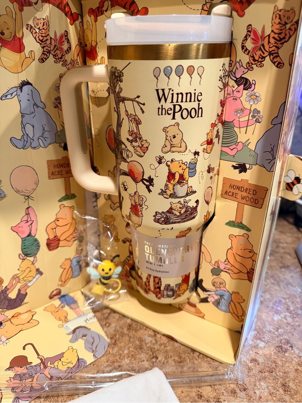 Stanley Winnie the Pooh Cream and Gold Travel Tumbler